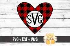 Buffalo Plaid Heart Monogram - Valentine SVG PNG DXF Cut Fil Product Image 2