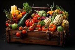 Rustic wooden crate filled with a colorful variety of fresh Product Image 1