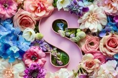 Letter S with Flowers Background Wallpaper Product Image 1