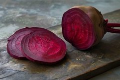 Beetroot half slice water drops. Generate Ai Product Image 1