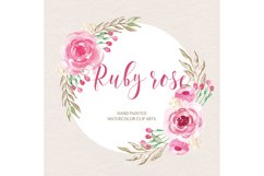 Watercolor Ruby rose clip arts Product Image 1