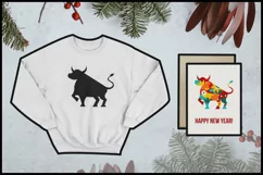 Black and multicolored silhouette of an ox - SVG Cut Files Product Image 2