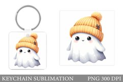 Cute Ghost Keychain Design. Cute Halloween Keychain Product Image 1