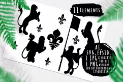 Lions & royal lily silhouettes in medieval tapestries style Product Image 1