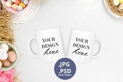 Easter Spring Two Coffee Mugs mockup PSD & JPG Product Image 1