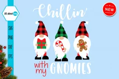 Chillin With My Gnomies Svg, Christmas Buffalo Plaid Svg Product Image 2
