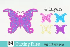 3D Butterfly Mandala Svg, 3D Layered Butterfly Svg, Mandala Product Image 2