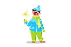 Burning Sparkler Holding In Hand Kid Boy Vector Product Image 1