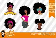 5x Black Girl Layered SVG, Afro Lady svg, file, Africa Product Image 1
