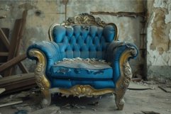 Abandoned elegance: vintage sofa in ruins Product Image 1