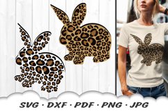 Leopard Print Easter Bunny SVG DXF Cut Files Product Image 1