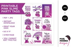 Pink and purple Printable Slime Gift tags x 9 Product Image 2