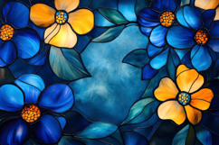 Yellow and Blue Flowers Background Wallpaper Product Image 1