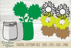 3D Layered Sunflower Bouquet - SVG - PNG - EPS - DX Product Image 4