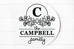 Floral Family Monogram Last Name Round sign svg Product Image 1