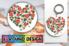 Heart of Flowers Sublimation Round Design PNG Product Image 1