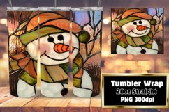 Snowman Tumbler Wrap 3D Stained Glass Design Product Image 1