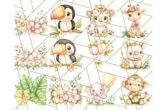 Pastel Safari Jungle Baby Animals PNG Clipart, Nursery Product Image 3