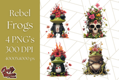 Floral Punk Frogs PNG - Neon Reble Grunge Amphibians Clipart Product Image 1