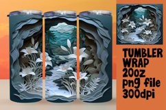 20oz Tumbler Wrap - 3D Flower in Hole Sublimation Design Product Image 1