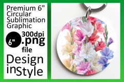 Botanical Stripe Delight: Sublimation Circle &amp; Keychain Product Image 1