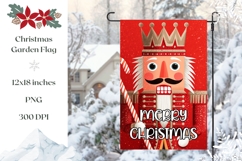 Merry Christmas Garden Flag, Cartoon Nutcracker PNG Product Image 1