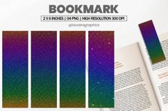 Rainbow Glitter Bookmark PNG, Bookmark Sublimation Product Image 1