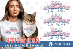 American Cat Mama Papa 4th of July USA Paw DTF PNG Bundle Product Image 1