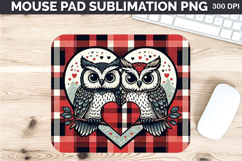 Watercolor Owls Mouse Pad Sublimation - Valentines PNG Product Image 1