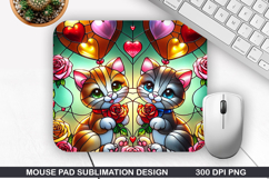 Cat Mouse Pad Sublimation, Valentine Mouse Pad PNG Product Image 1