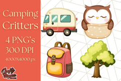 Camping Animals PNG, Forest Critters Campfire Clipart Product Image 1