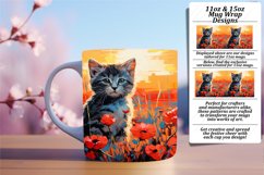 Sweet Kitty with Flowers Mug Wrap Art Product Image 1