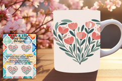 Fashionable 11oz Mug Wrap Png , Flowers Heart Product Image 1