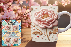 TRENDY 11oz Mug Wrap PNG Template , 3D Flower Product Image 1