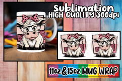Dreamy nights sublimation mug wrap, Cute Cow Product Image 1