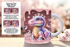 Gorgeous 15oz Mug Wrap Png Design , Cute Dino Product Image 1