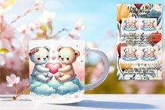 Classy 15oz Mug Wrap Png Design , Valentine Bear Product Image 1