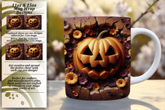 Happy 15oz Mug Wrap Png Template , 3D Pumpkin Product Image 1