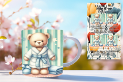 Bold 15oz Mug Wrap Png Design , Teddy Bear Product Image 1