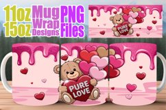 Radiant moments sublimation 11oz 15oz mug wrap, Love Bear Product Image 1