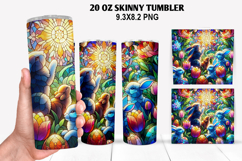 Bunny Skinny Tumbler 20oz Wrap Design, Easter Tumbler PNG Product Image 1