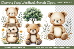 Charming Fairy Woodland Animals Clipart PNG Product Image 1