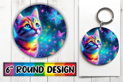 Radiant Circle Sublimation Keychains, Cat Product Image 1
