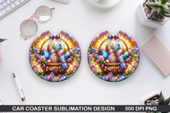 Bright Egg Car coaster sublimation, Easter Coaster PNG Product Image 1