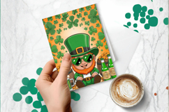 Funny Leprechaun with Beer Greeting Card PNG Sublimation Des Product Image 1