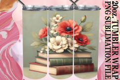 Vibrant Skies 20oz tumbler wrap, Book and flower Product Image 1
