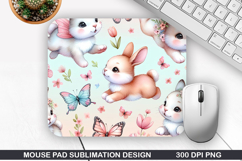 Bunny Mouse Pad Sublimation, Easter Bunny Mouse Pad PNG Product Image 1