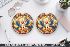 Dove Car Coaster Sublimation, Valentines Coaster PNG Design Product Image 1