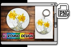 Lily Dream: Round Floral Water Design Keychain PNG Product Image 1