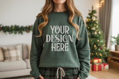 Forest Green Gildan 18500 Sweatshirt Mockup, Unisex mockups Product Image 1